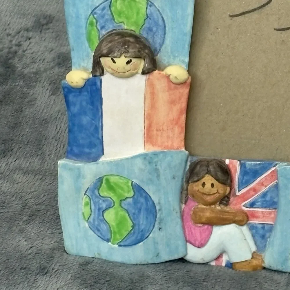 Vintage Children Of The Worlds Burnes Of Boston 3.5x5 Hand painted Picture Frame